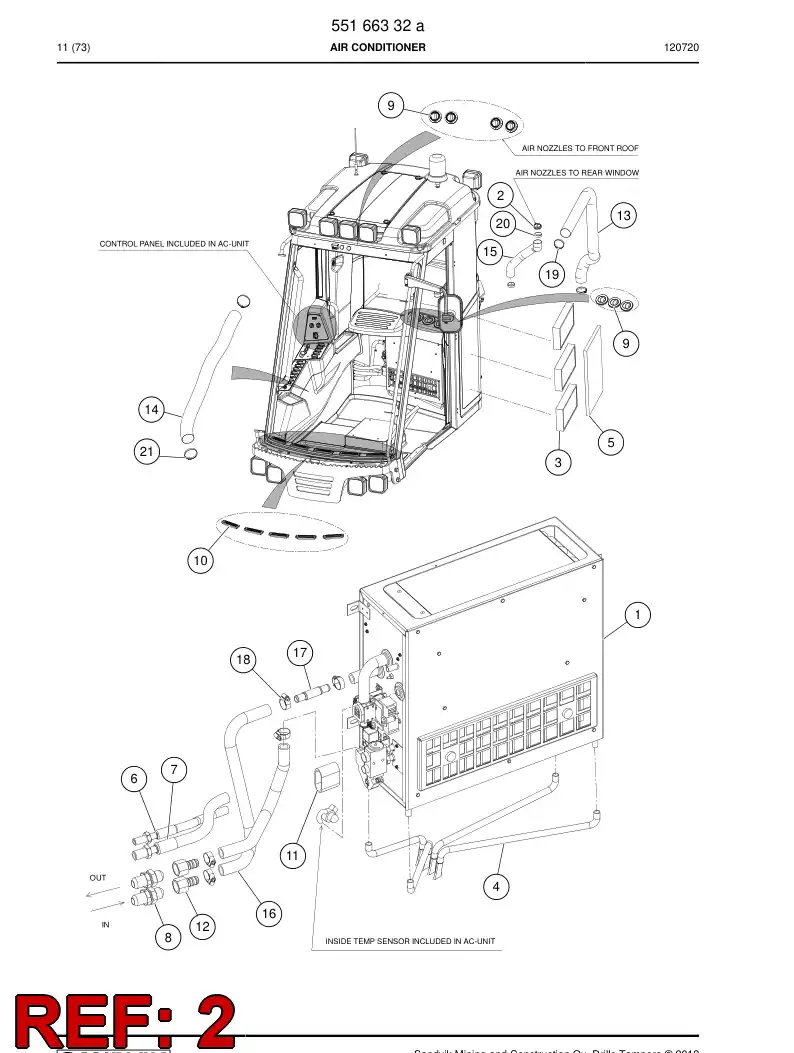 55167536 551 675 36 Nozzle - Sandvik Technical Drawing