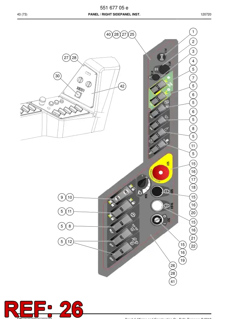 55167741 551 677 41 Plate, Mounting - Sandvik Technical Drawing