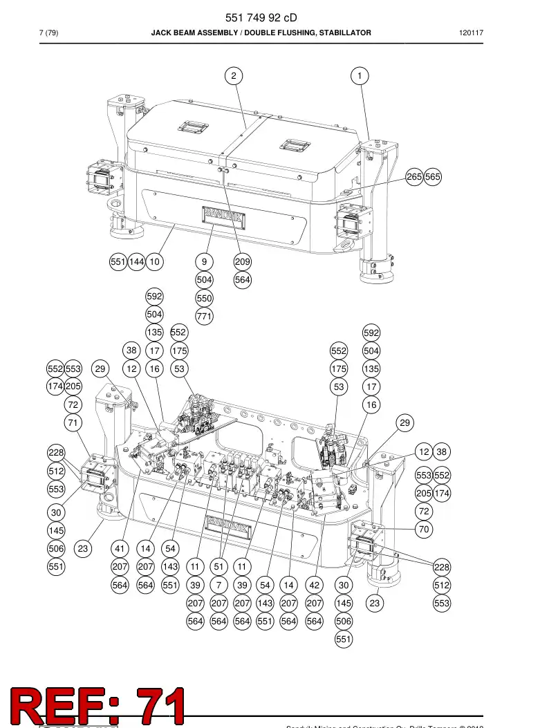 55167922a 551 679 22a Plate, Mounting - Sandvik Technical Drawing