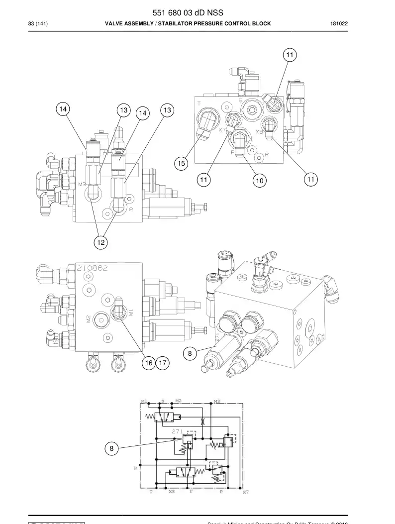 55168003d 551 680 03d Valve Assembly - Sandvik Technical Drawing