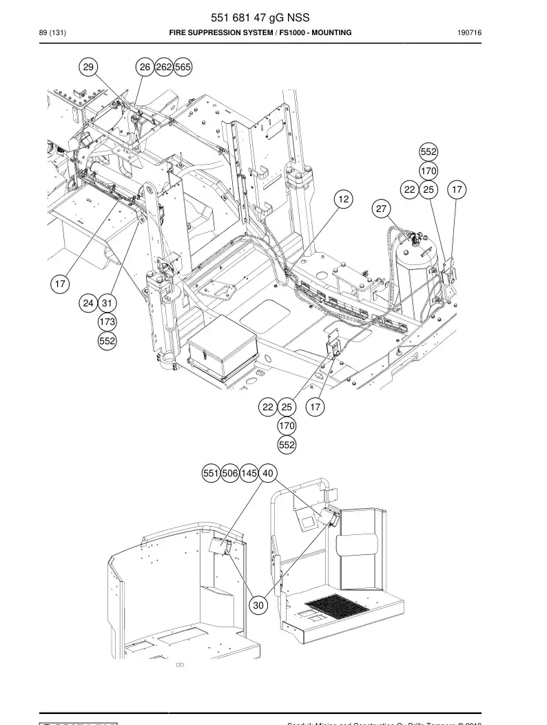55168147g 551 681 47g Fire Extinguishing System - Sandvik Technical Drawing