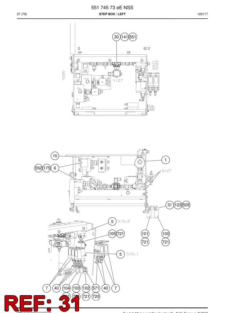 55168313 551 683 13 Mounting plate - Sandvik Technical Drawing
