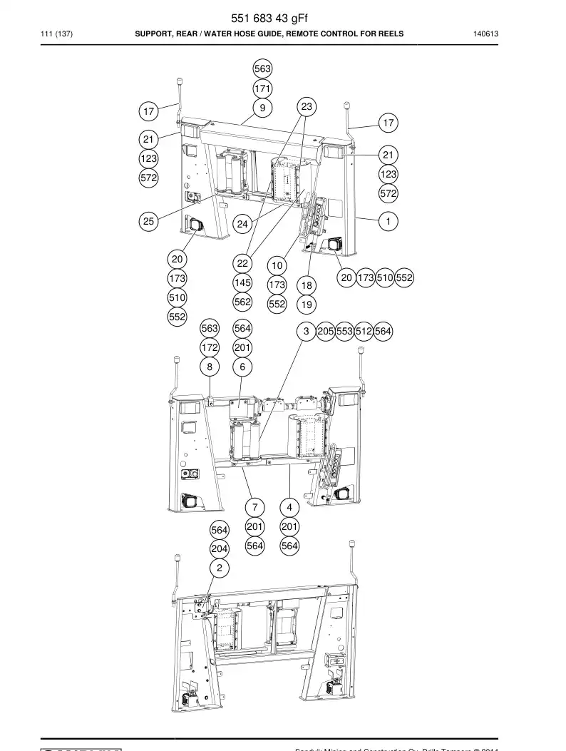 55168343f 551 683 43f REAR SUPPORT - Sandvik Technical Drawing