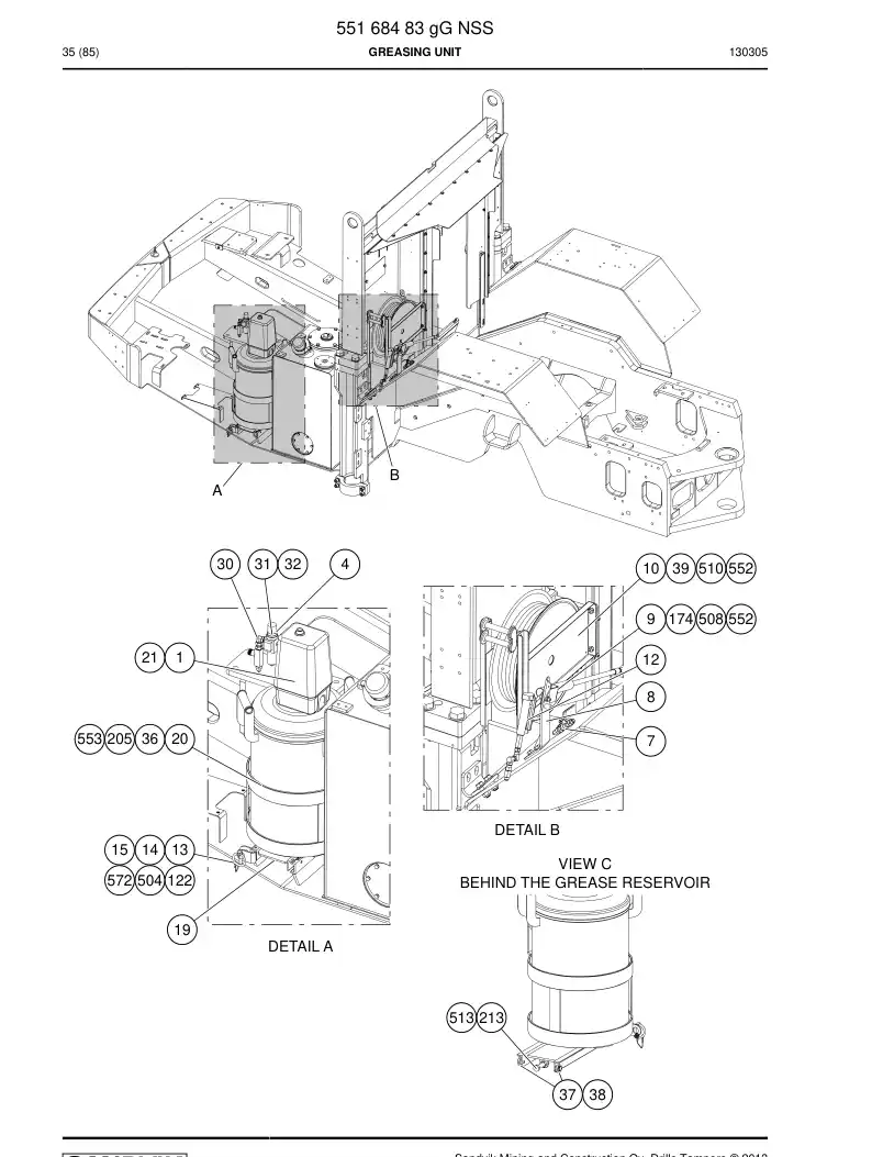 55168483g 551 684 83g Greasing Unit - Sandvik Technical Drawing
