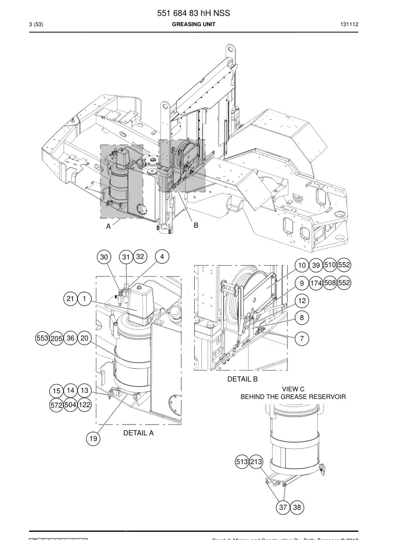 55168483i 551 684 83i Greasing Unit - Sandvik Technical Drawing