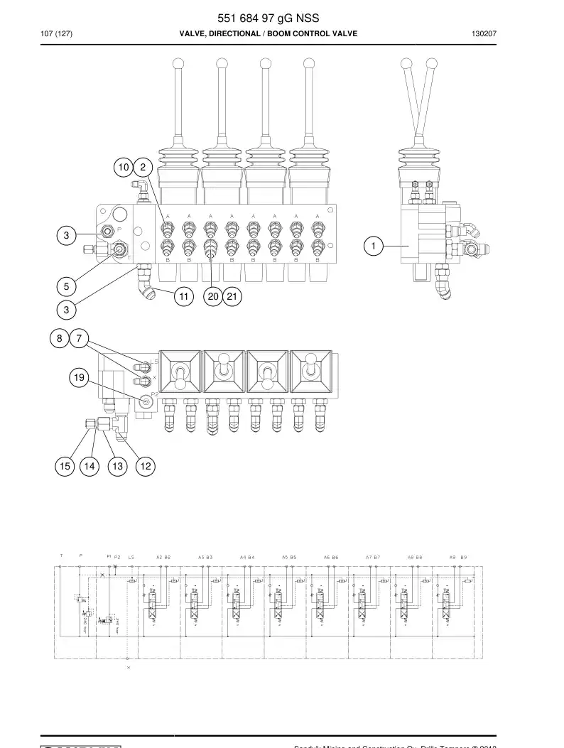 55168497g 551 684 97g Valve, Directional - Sandvik Technical Drawing