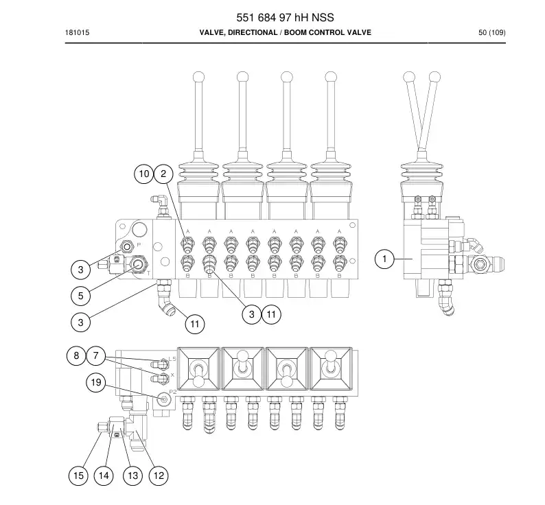 55168497h 551 684 97h Valve, Directional - Sandvik Technical Drawing
