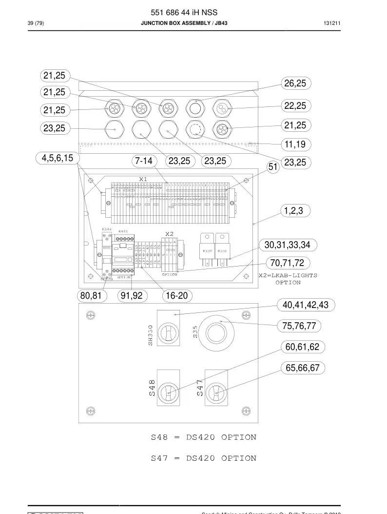 55168644i 551 686 44i Junction Box Assembly - Sandvik Technical Drawing