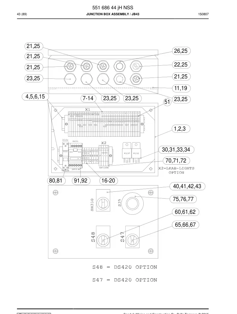 55168644j 551 686 44j Junction Box Assembly - Sandvik Technical Drawing