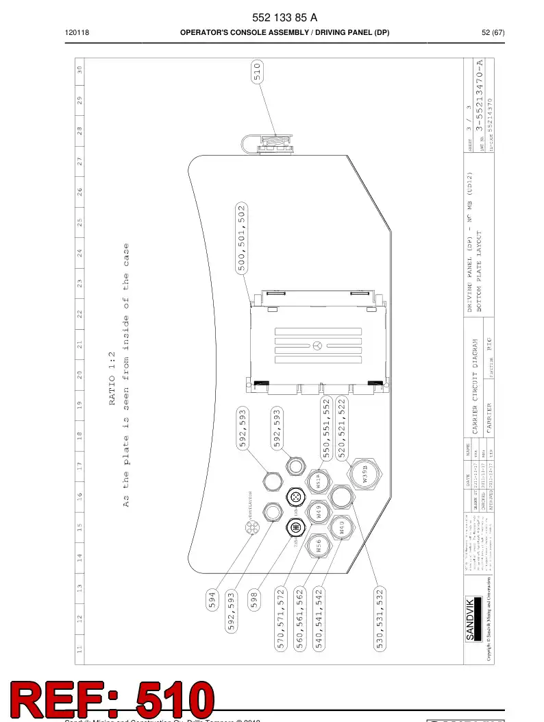 55168672 551 686 72 Wiring harness assembly - Sandvik Technical Drawing