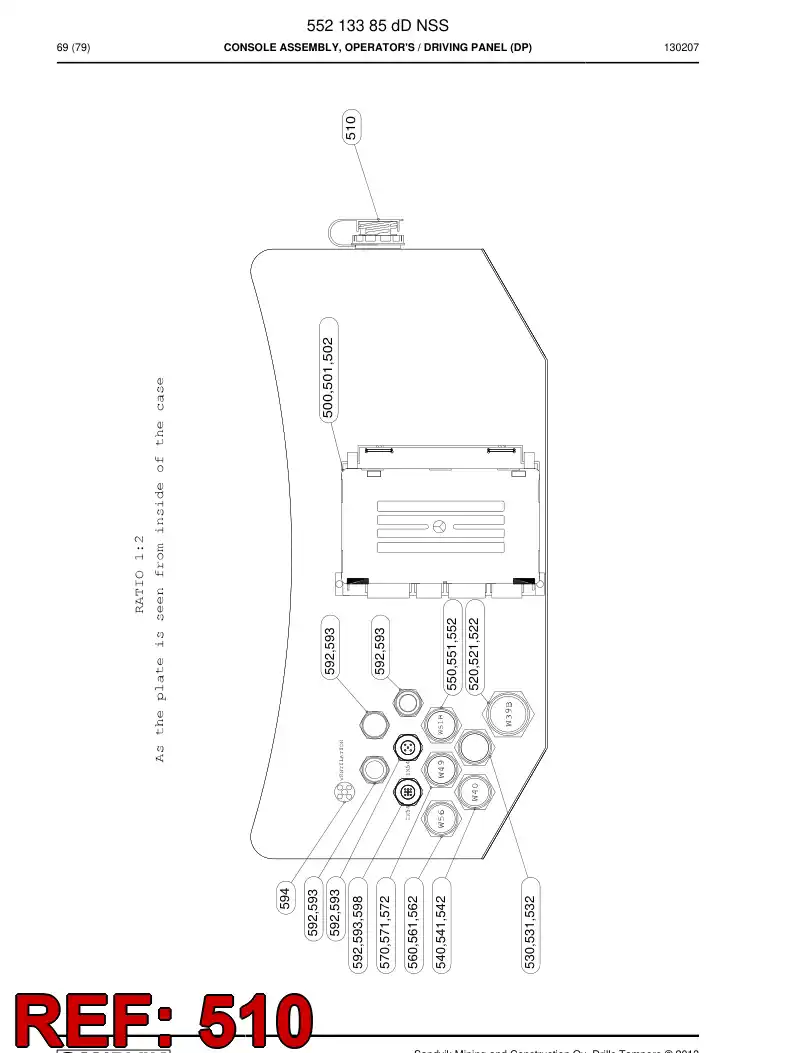 55168672b 551 686 72b Wiring Harness Assembly - Sandvik Technical Drawing