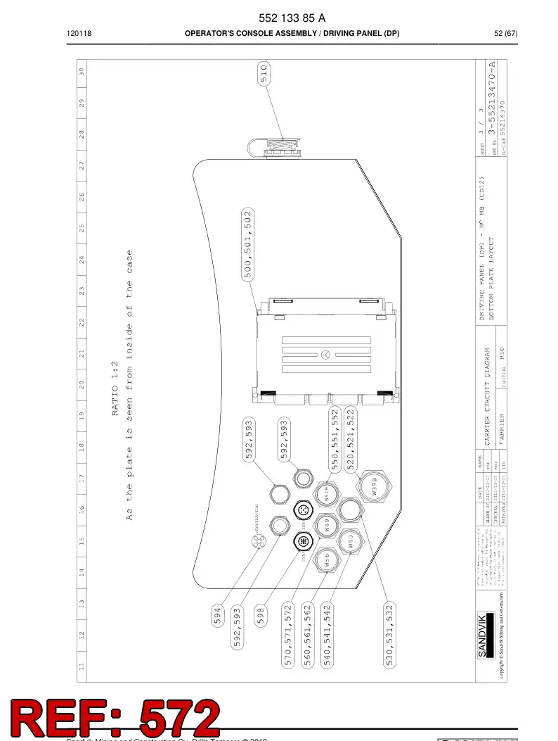 55168674a 551 686 74a Wiring harness assembly - Sandvik Technical Drawing