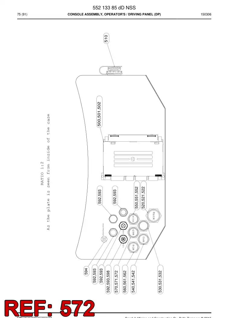 55168674b 551 686 74b Cable Assembly - Sandvik Technical Drawing