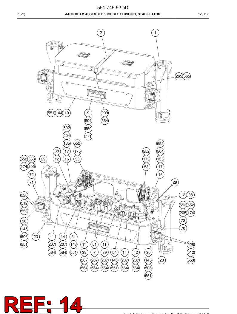 55168879 551 688 79 Valve bracket - Sandvik Technical Drawing