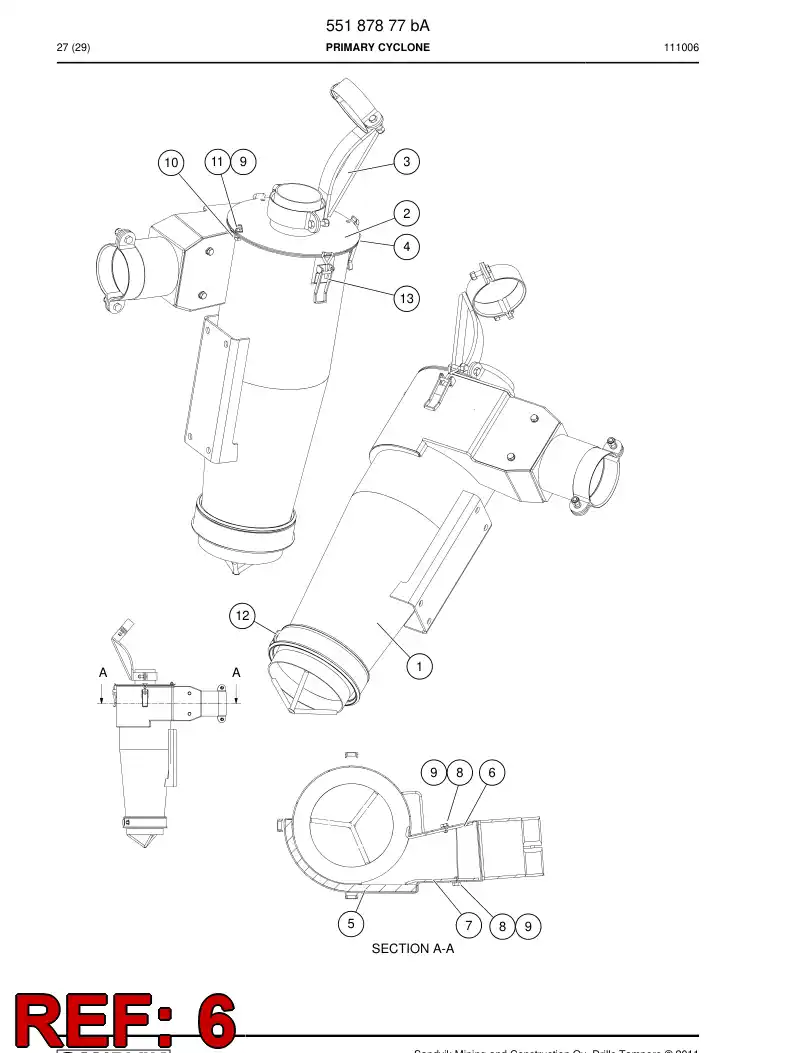 55168901a 551 689 01a Wear plate - Sandvik Technical Drawing