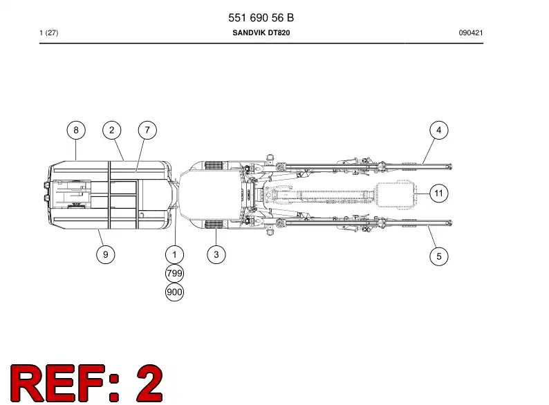 55169044a 551 690 44a Rear end module - Sandvik Technical Drawing