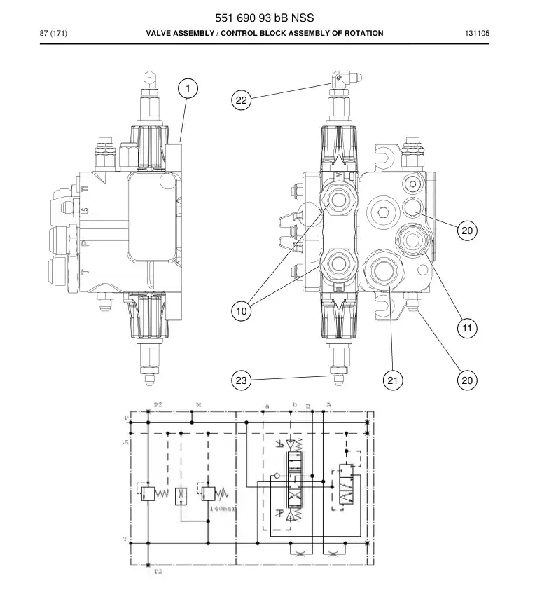 55169093b 551 690 93b Valve Assembly - Sandvik Technical Drawing