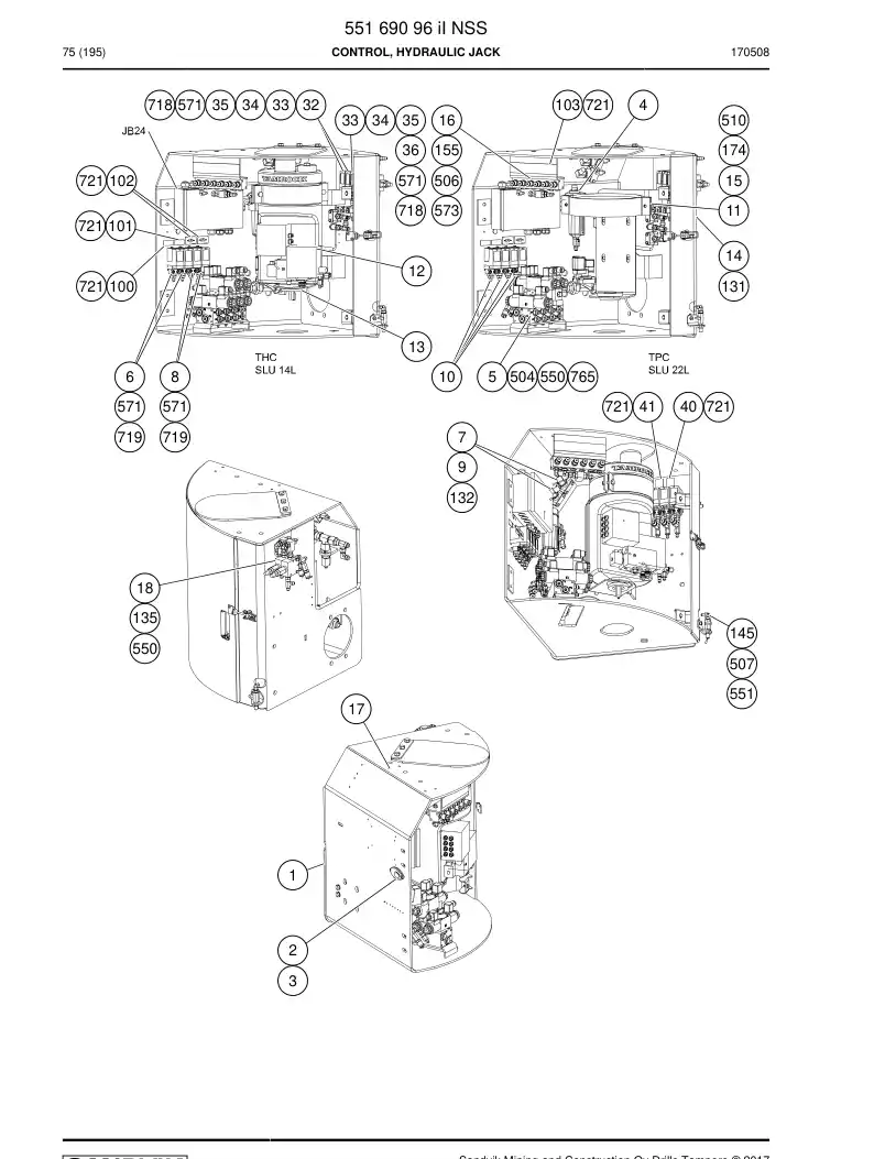 55169096i 551 690 96i Control, Hydraulic Jack - Sandvik Technical Drawing