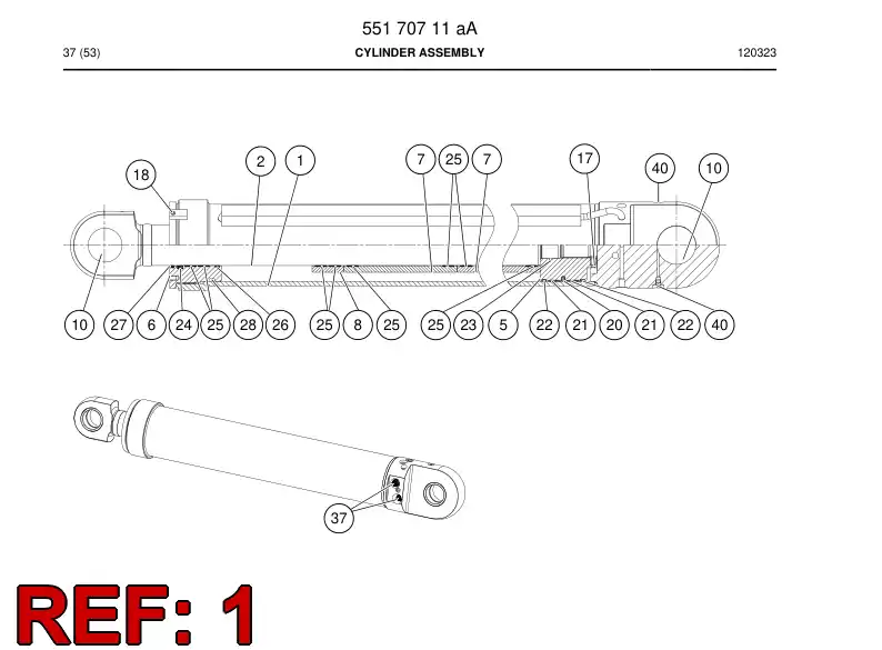 55169106a 551 691 06a Cylinder tube assembly - Sandvik Technical Drawing