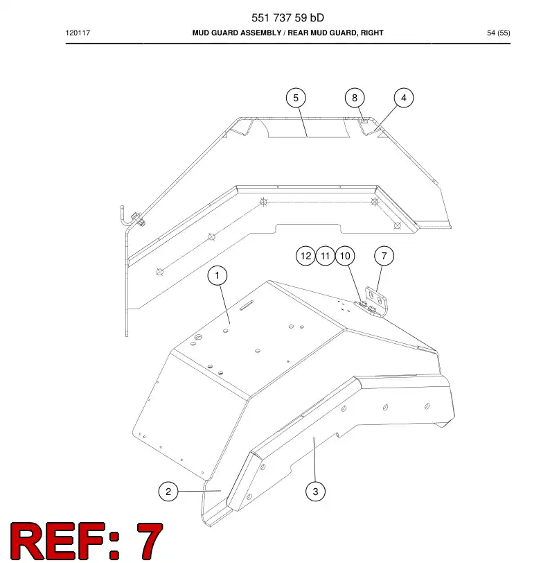 55169113 551 691 13 Backing plate - Sandvik Technical Drawing