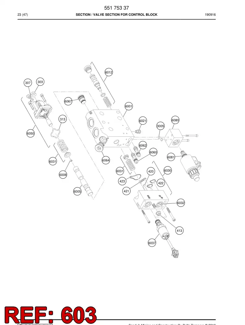 55169200b 551 692 00b Cover, Valve - Sandvik Technical Drawing