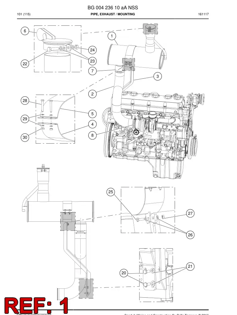 55169263a 551 692 63a Silencer, Exhaust - Sandvik Technical Drawing