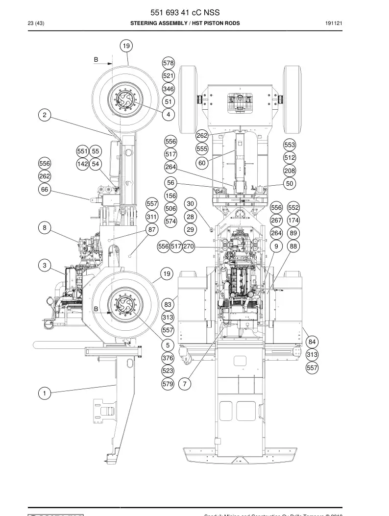 55169341c 551 693 41c Steering Assembly - Sandvik Technical Drawing
