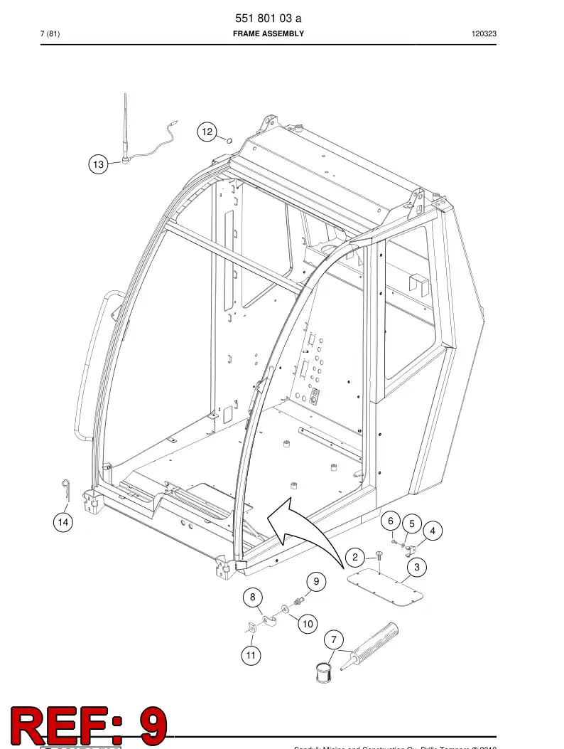 55169435 551 694 35 Locking pin - Sandvik Technical Drawing