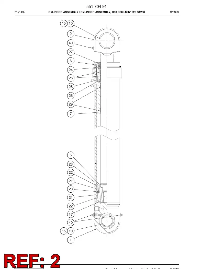 55170494 551 704 94 PISTON rod assembly - Sandvik Technical Drawing