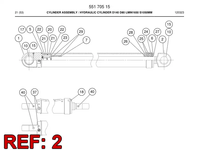 55170519 551 705 19 PISTON rod assembly - Sandvik Technical Drawing