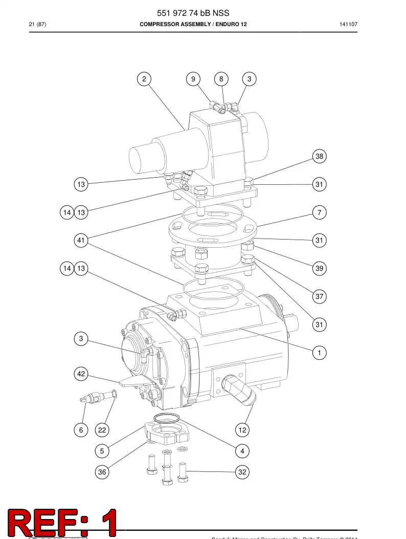 55170555a 551 705 55a Compressor unit - Sandvik Technical Drawing