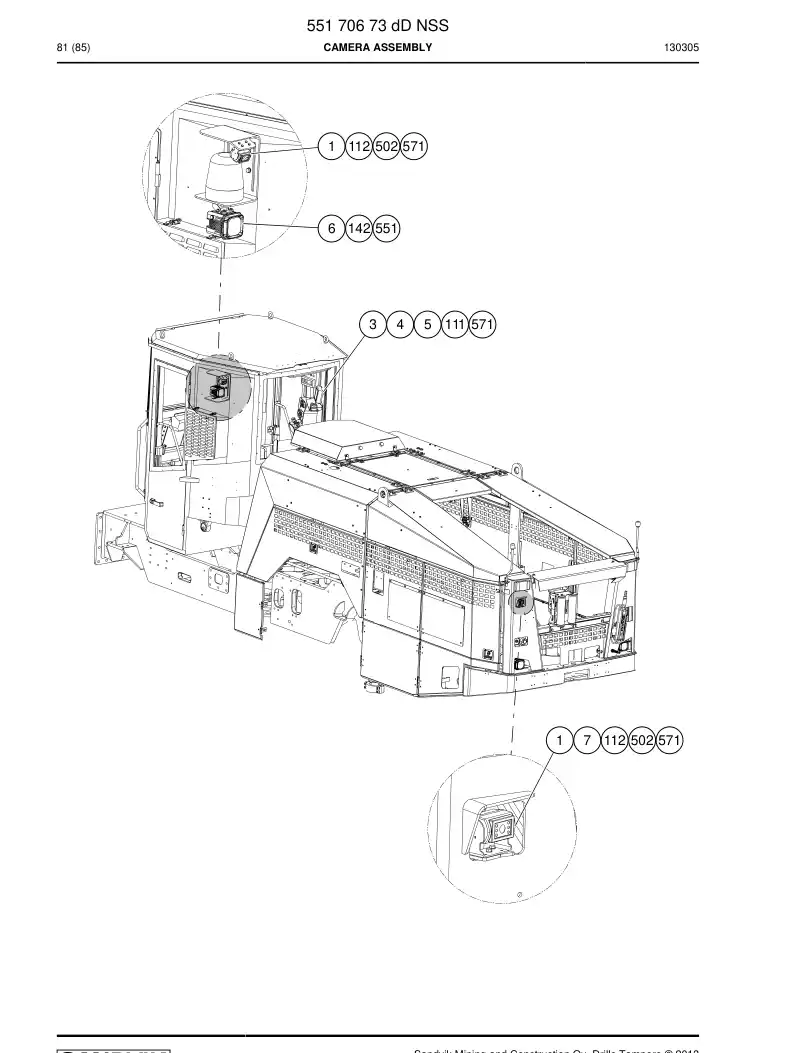 55170673d 551 706 73d Camera Assembly - Sandvik Technical Drawing