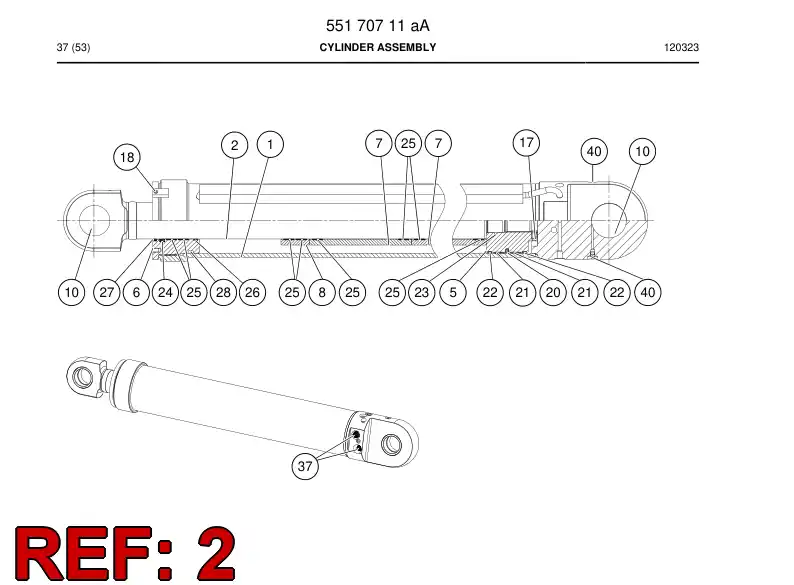 55170717a 551 707 17a PISTON rod assembly - Sandvik Technical Drawing
