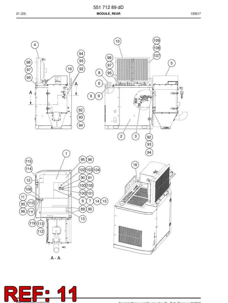 55170731 551 707 31 Cable entry plate - Sandvik Technical Drawing