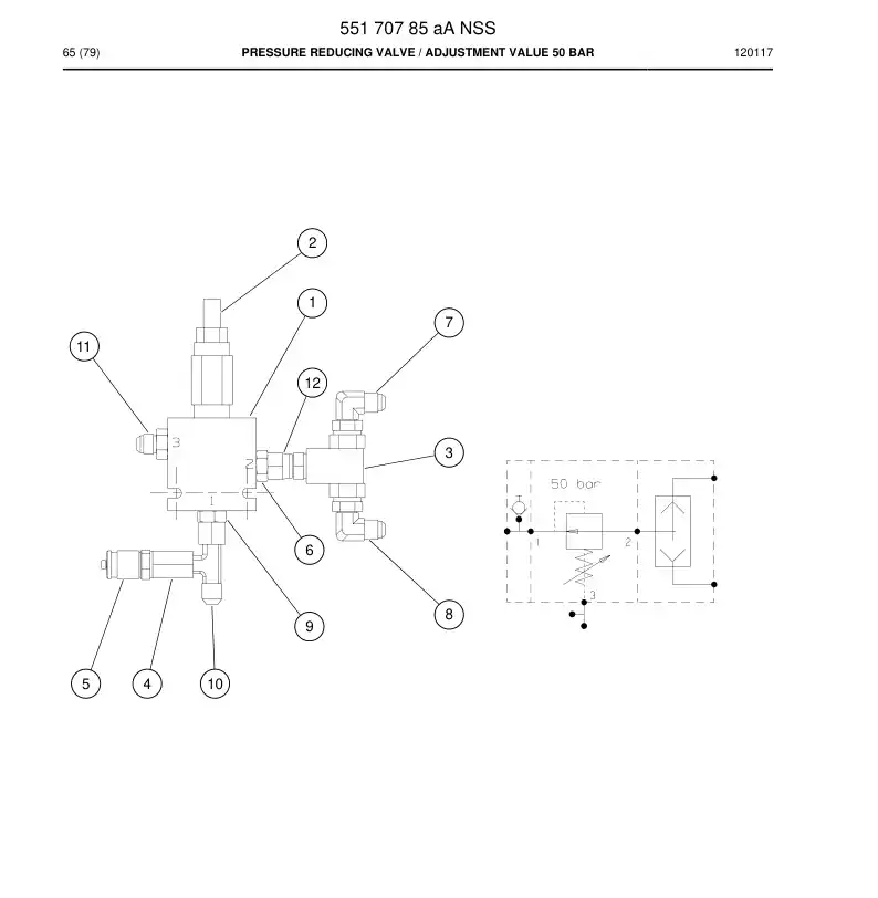 55170785a 551 707 85a Valve, Pressure Reducing - Sandvik Technical Drawing