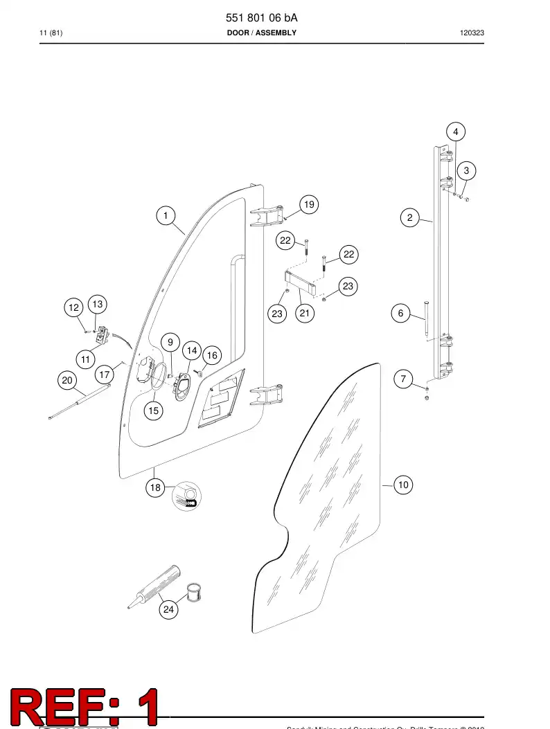 55170786a 551 707 86a Door - Sandvik Technical Drawing