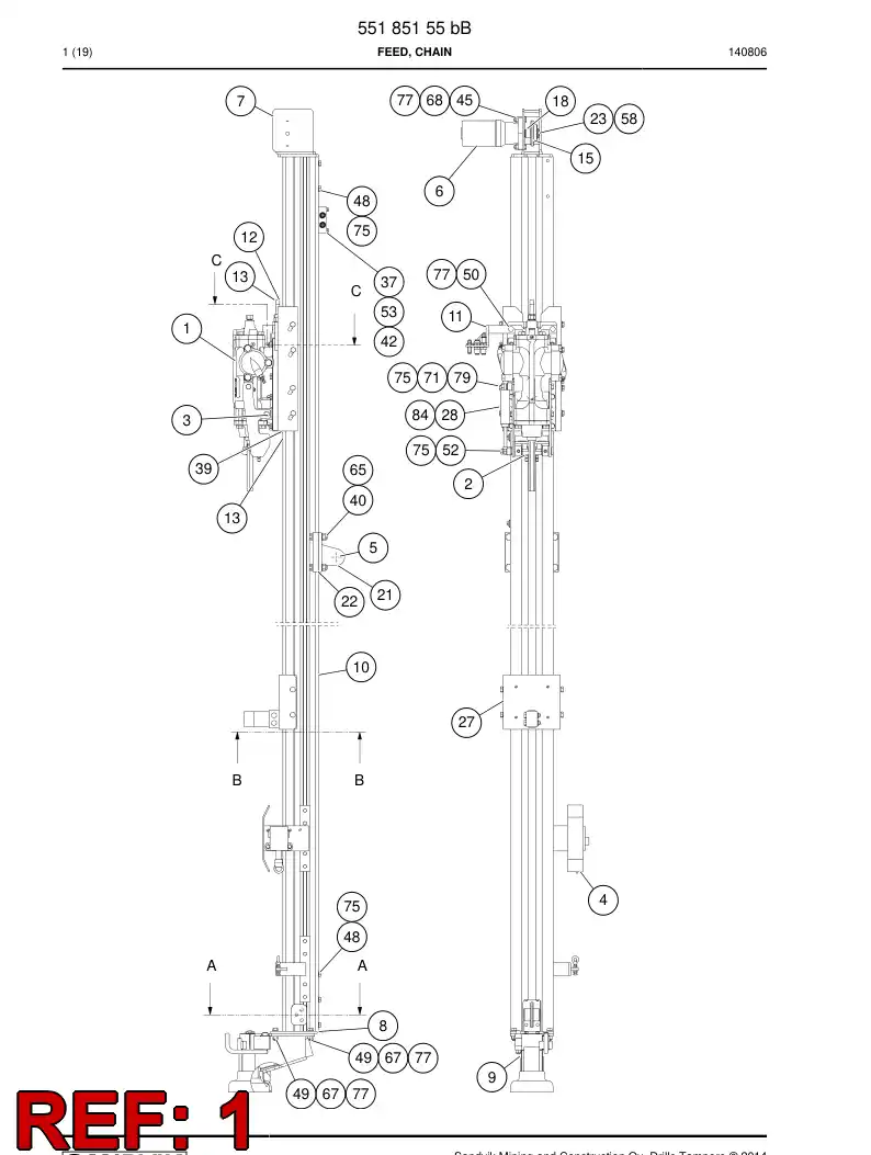 55170787 551 707 87 Rock Drill - Sandvik Technical Drawing