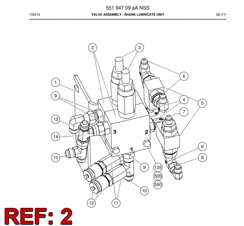55170791 551 707 91 Bracket, Valve - Sandvik Technical Drawing