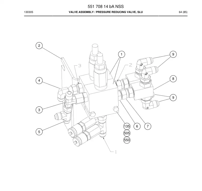 55170814b 551 708 14b Valve Assembly - Sandvik Technical Drawing