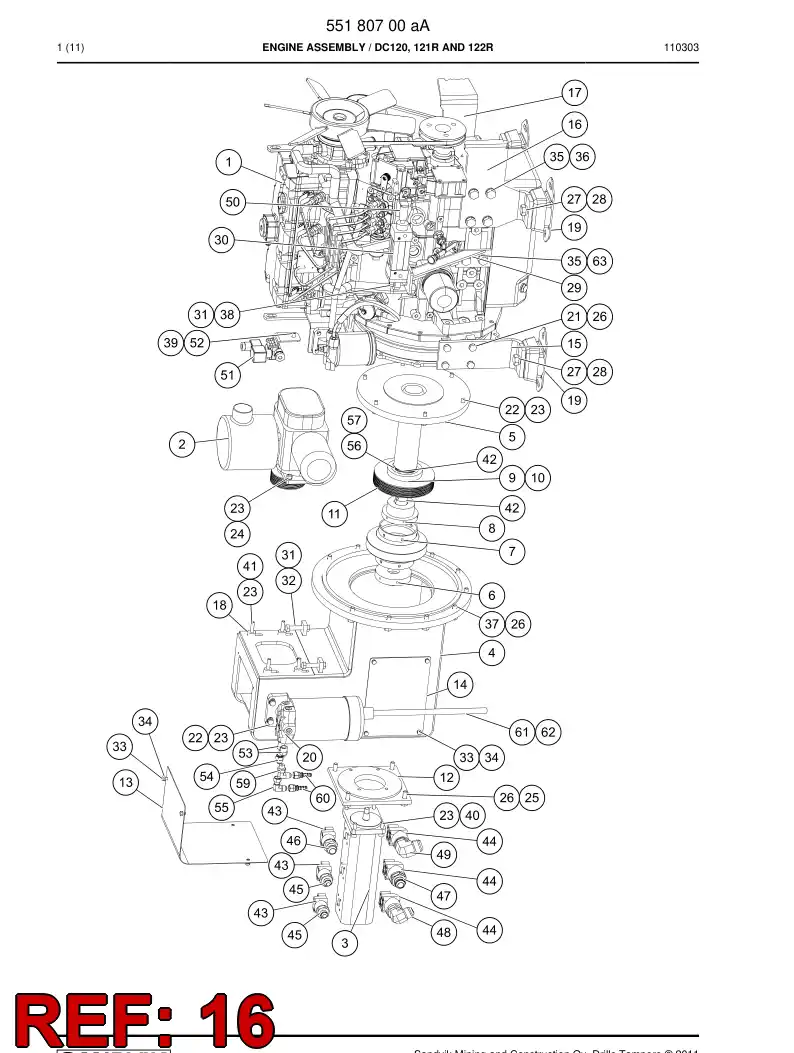55170821 551 708 21 Engine support - Sandvik Technical Drawing