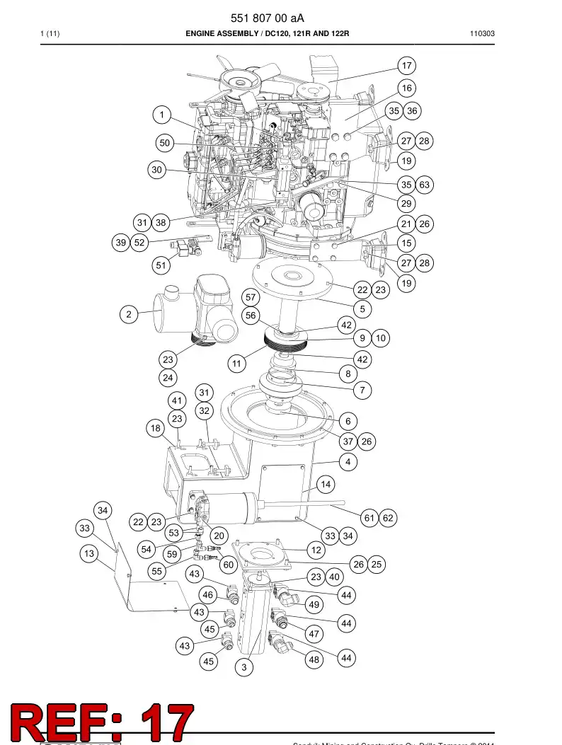55170822 551 708 22 Engine support - Sandvik Technical Drawing