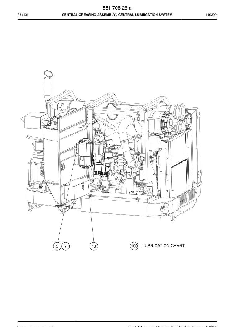 55170826a 551 708 26a CENTRAL GREASING ASSEMBLY - Sandvik Technical Drawing
