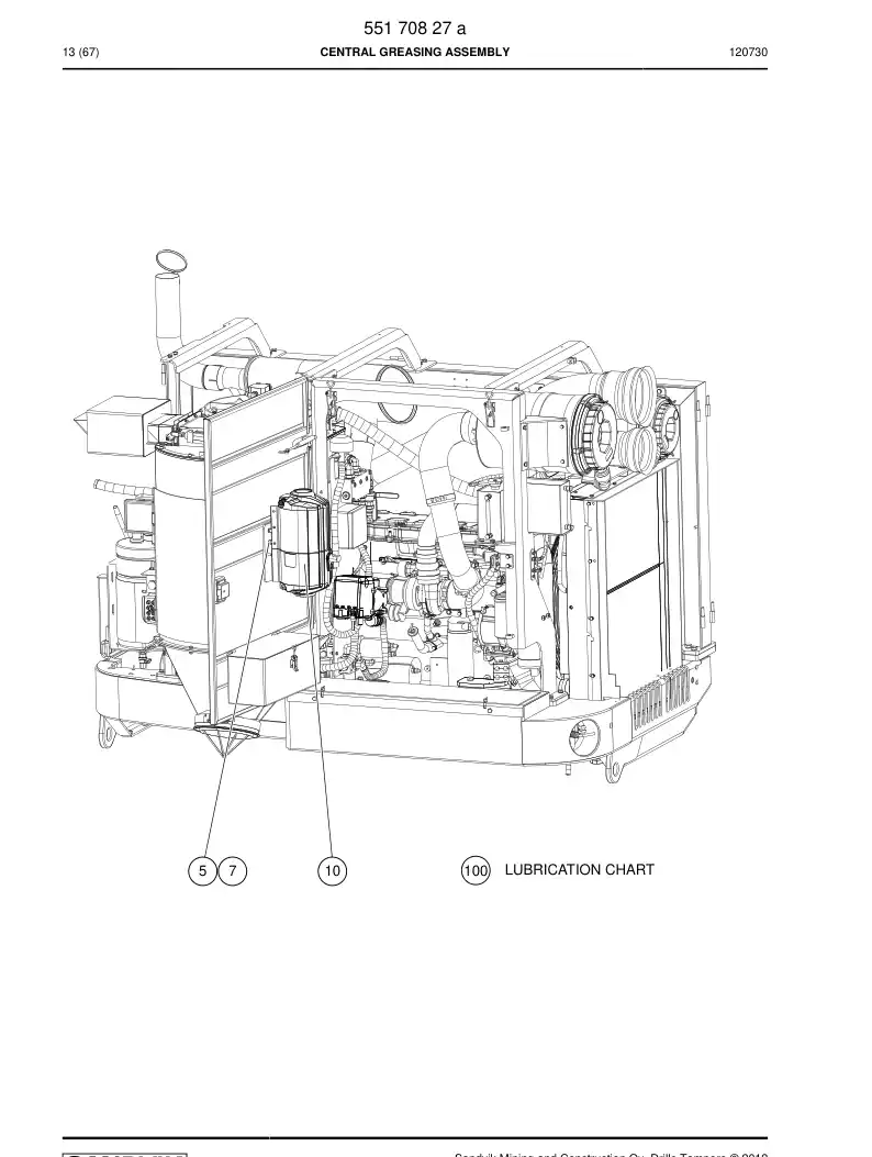 55170827a 551 708 27a CENTRAL GREASING ASSEMBLY - Sandvik Technical Drawing