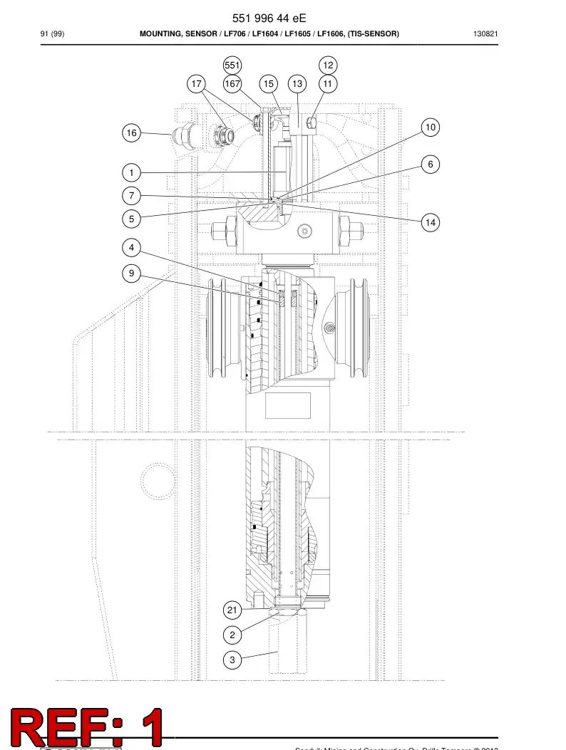 55170871 551 708 71 Sensor, Linear - Sandvik Technical Drawing