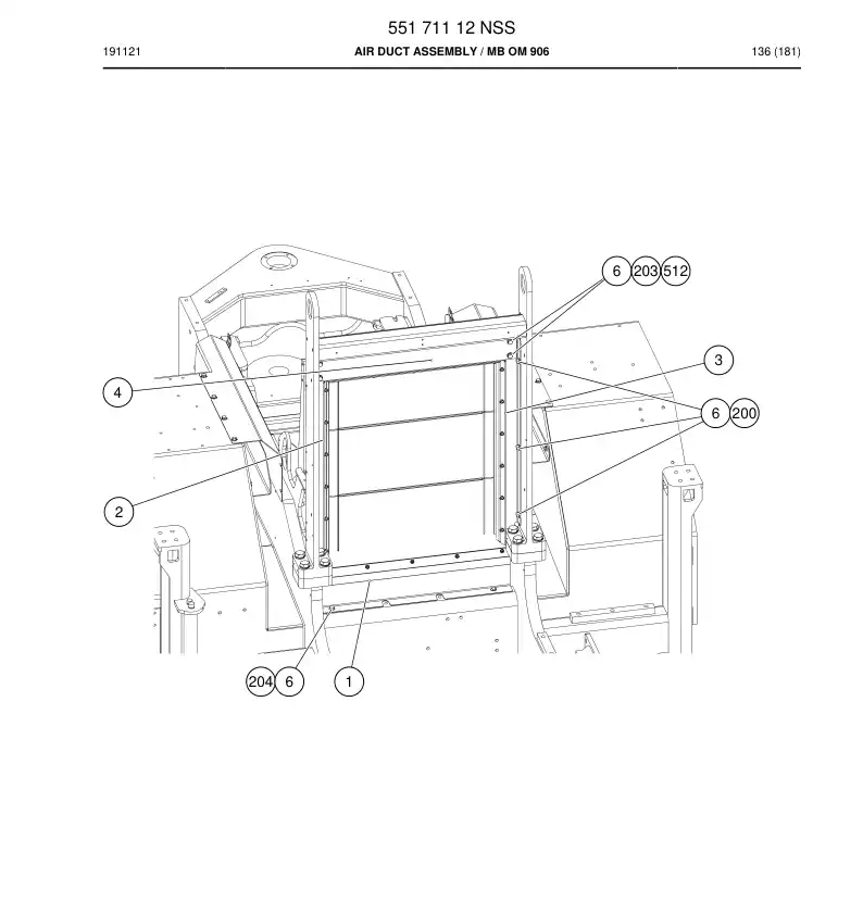 55171112 551 711 12 Air Duct Assembly - Sandvik Technical Drawing