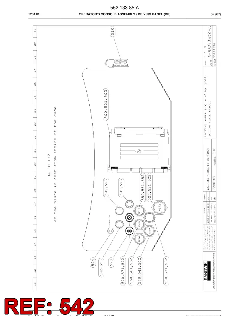 55171153b 551 711 53b Wiring harness assembly - Sandvik Technical Drawing
