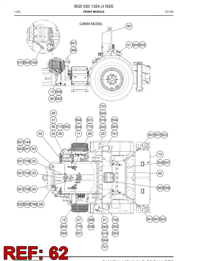 55171179 551 711 79 Support, Hose - Sandvik Technical Drawing