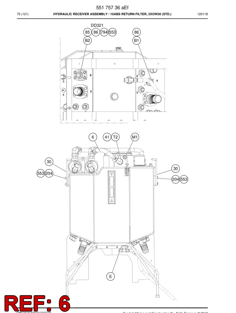 55171244 551 712 44 Pipe, Return - Sandvik Technical Drawing