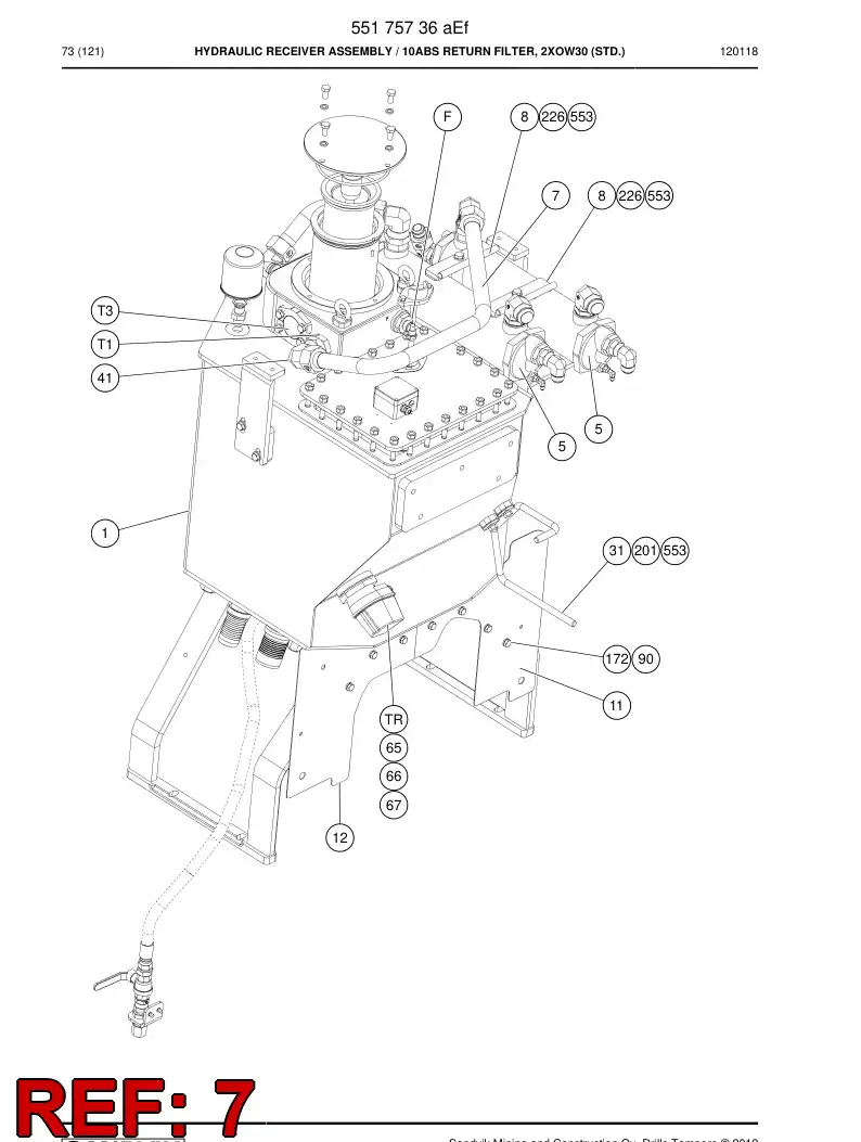 55171245 551 712 45 Pipe, Return - Sandvik Technical Drawing
