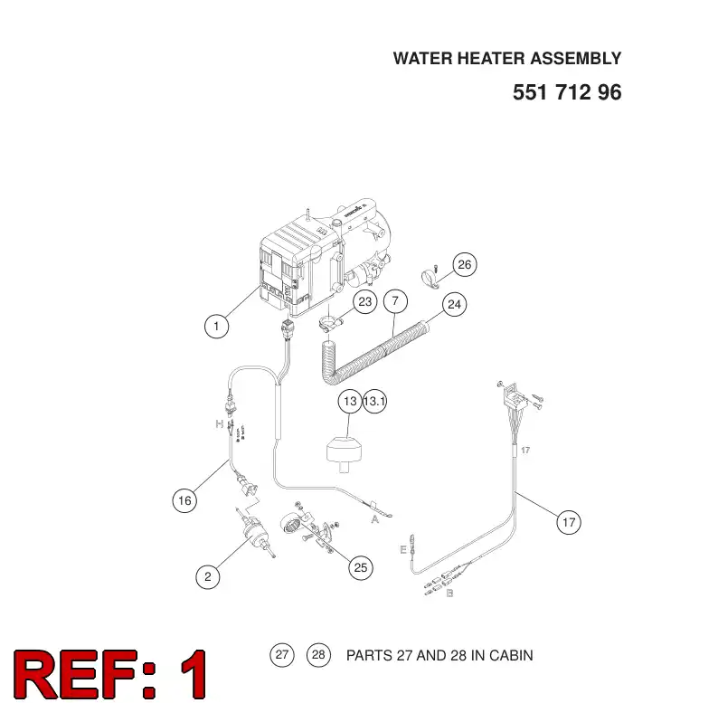 55171297 551 712 97 WATER HEATER ASSEMBLY - Sandvik Technical Drawing